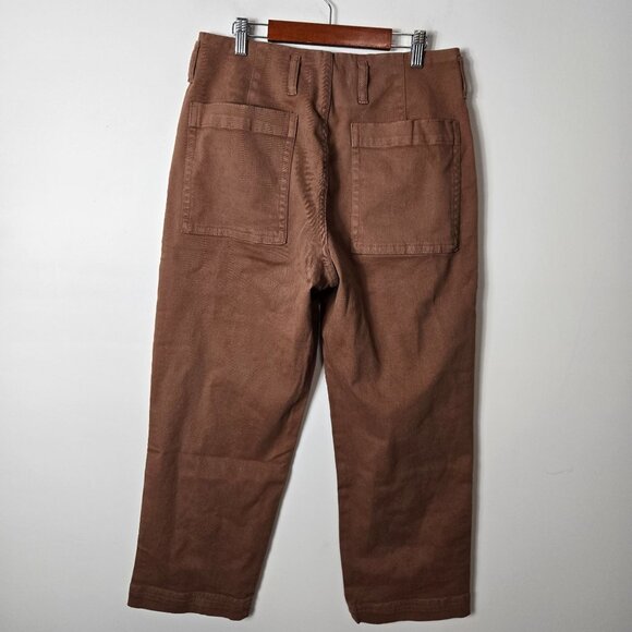 Everlane Size 8 Organic Cotton Utility Mid-Rise Straight Leg Pants Carob Brown - Picture 3 of 12
